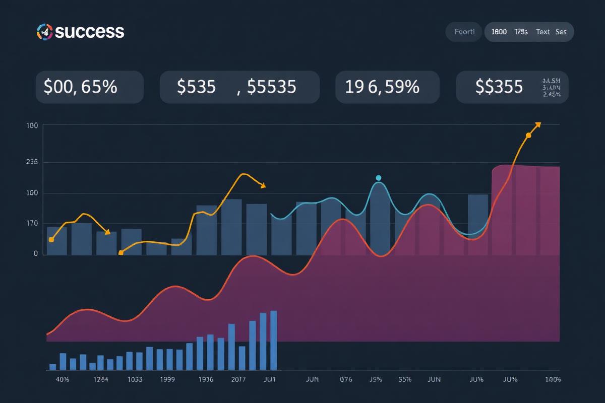 Vacation rental success metrics dashboard showing ROI, booking conversion rates, occupancy improvements, and revenue growth from AI virtual tours